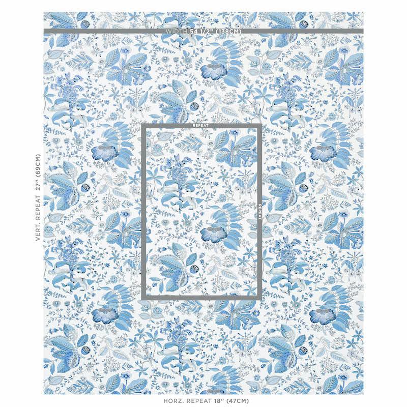 Schumacher Pomegranate Botanical Blue Wallpaper