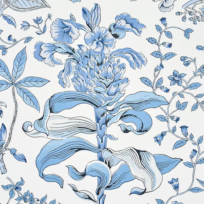 Schumacher Pomegranate Botanical Blue Wallpaper