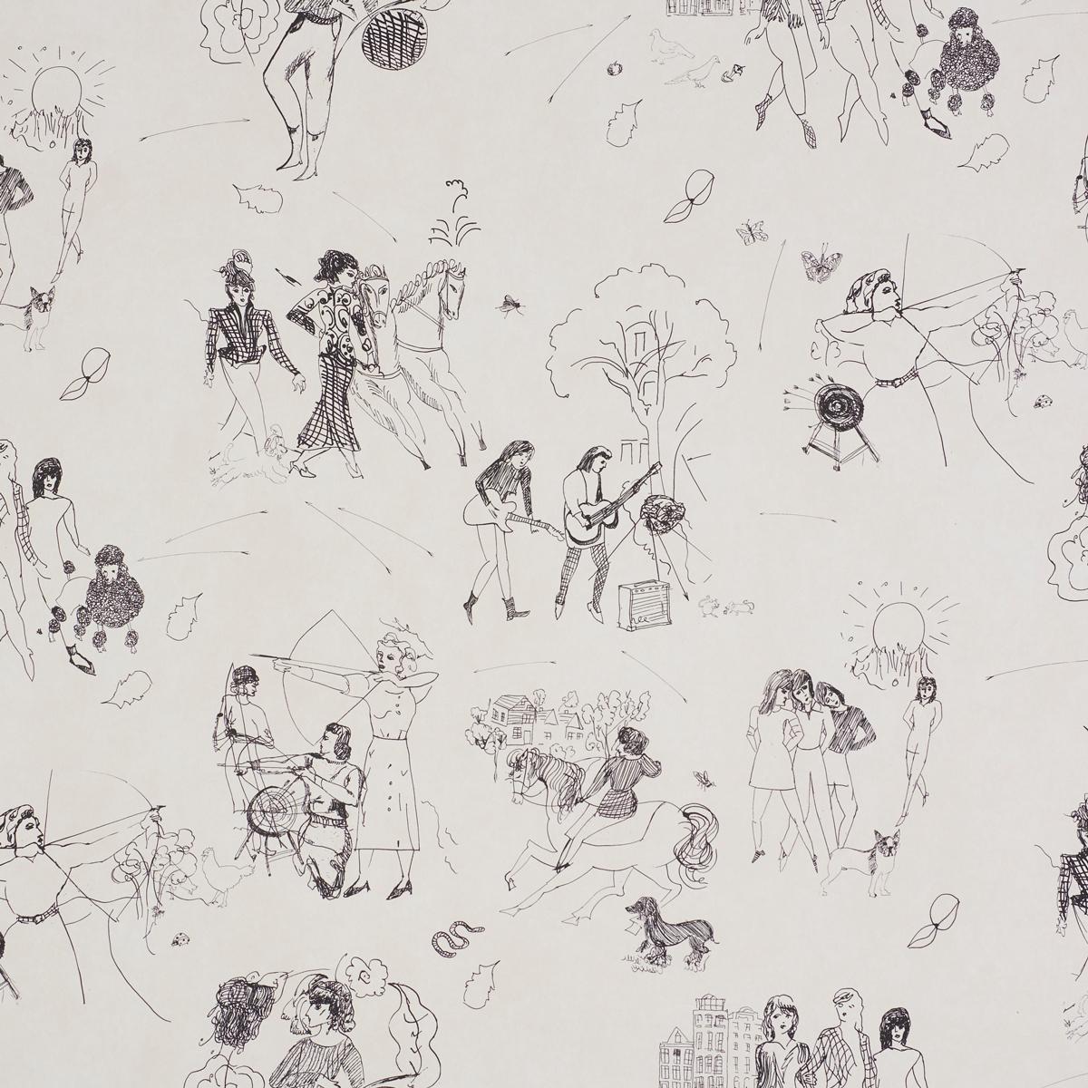 Schumacher Toile De Femmes Parchment Wallpaper