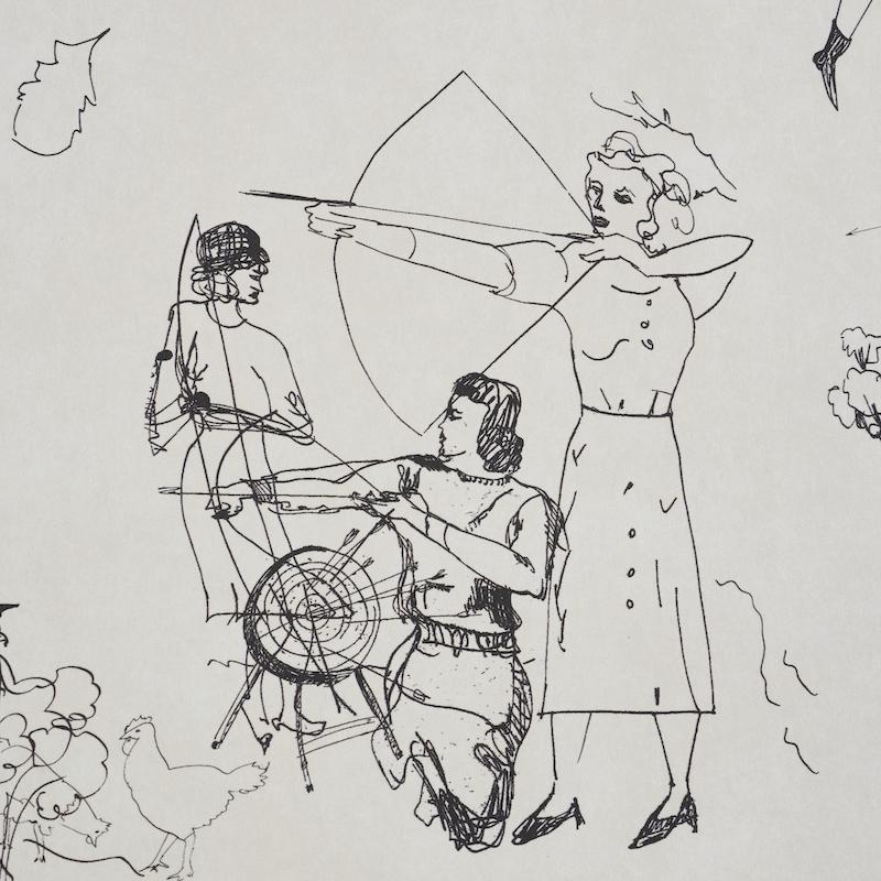 Schumacher Toile De Femmes Parchment Wallpaper