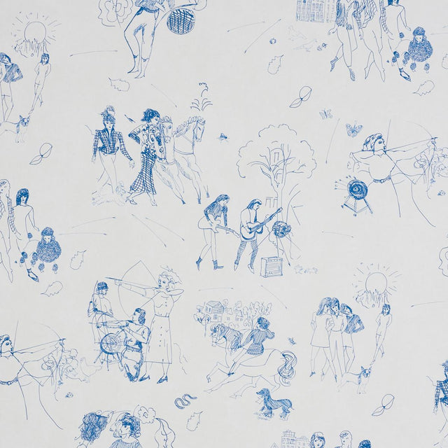 Schumacher Toile De Femmes Indigo Wallpaper