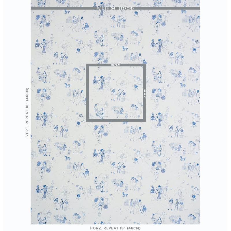 Schumacher Toile De Femmes Indigo Wallpaper