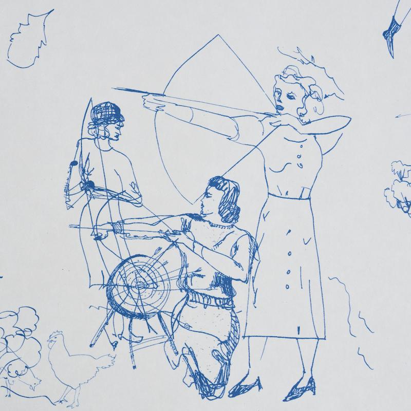 Schumacher Toile De Femmes Indigo Wallpaper