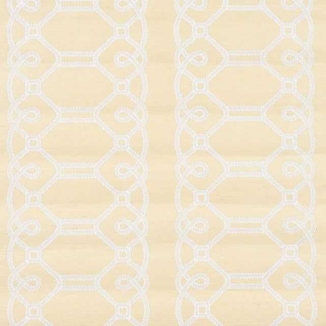 Schumacher Ziz Embroidered Sisal Neutral Wallpaper