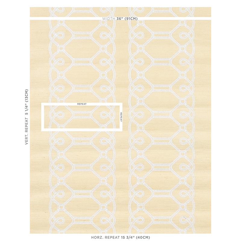 Schumacher Ziz Embroidered Sisal Neutral Wallpaper