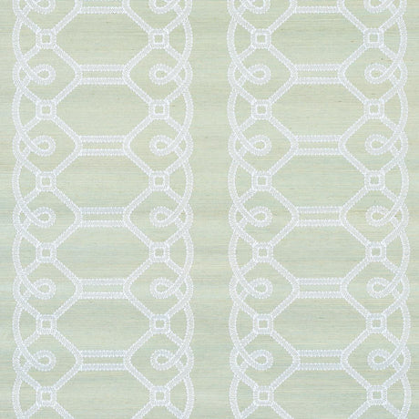 Schumacher Ziz Embroidered Sisal Mineral Wallpaper