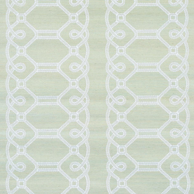 Schumacher Ziz Embroidered Sisal Mineral Wallpaper
