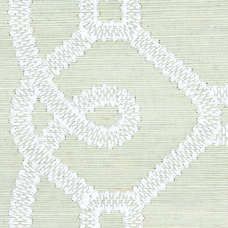 Schumacher Ziz Embroidered Sisal Mineral Wallpaper