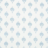 Schumacher Dahlia Hand Blocked Print Blue Wallpaper