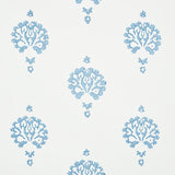 Schumacher Dahlia Hand Blocked Print Blue Wallpaper