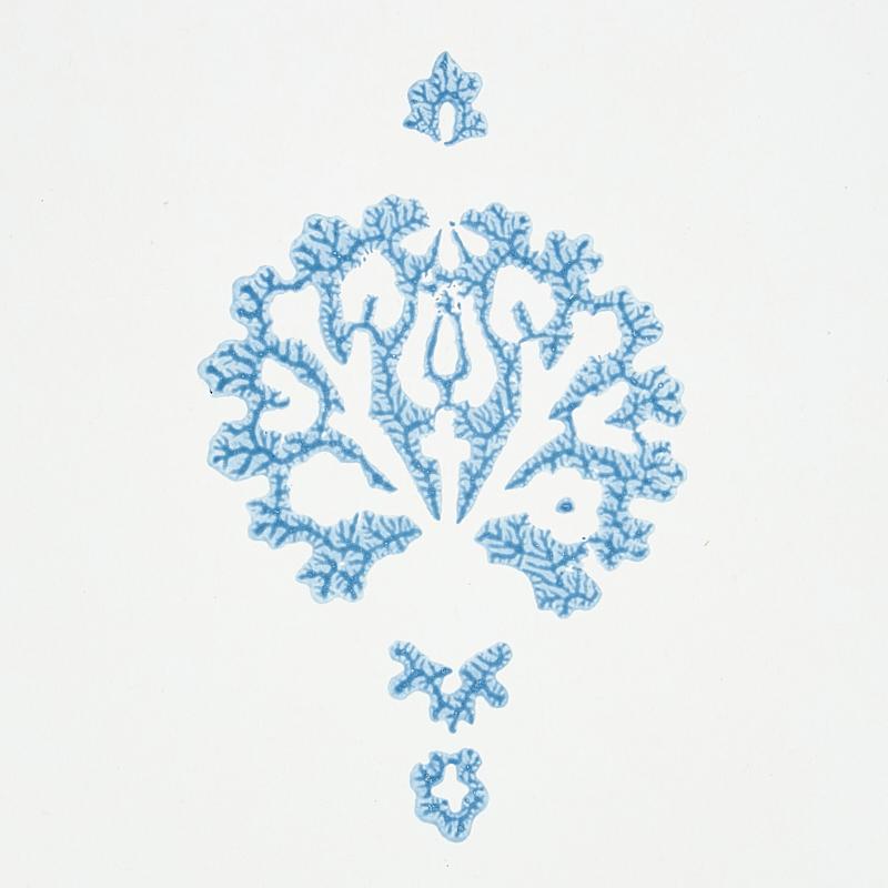 Schumacher Dahlia Hand Blocked Print Blue Wallpaper