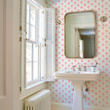 Schumacher Dahlia Hand Blocked Print Blue Wallpaper