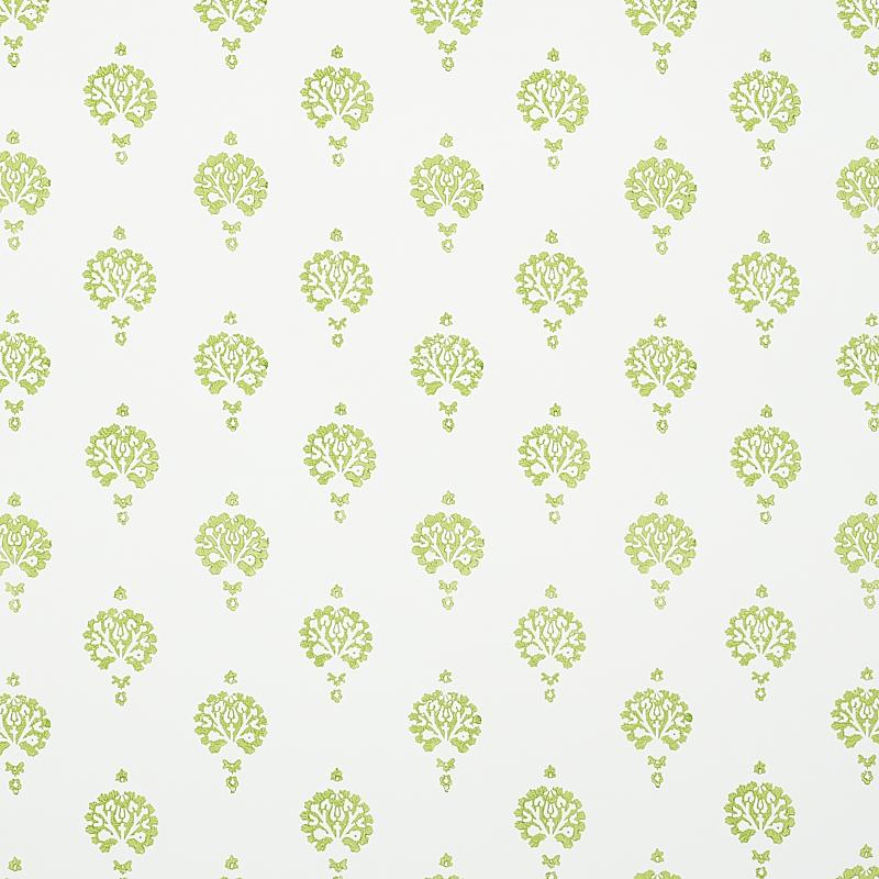 Schumacher Dahlia Hand Blocked Print Leaf Wallpaper