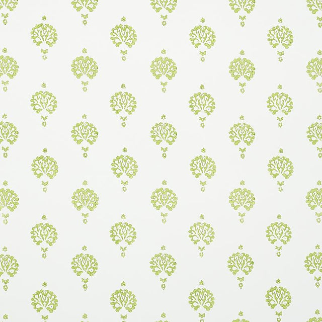 Schumacher Dahlia Hand Blocked Print Leaf Wallpaper