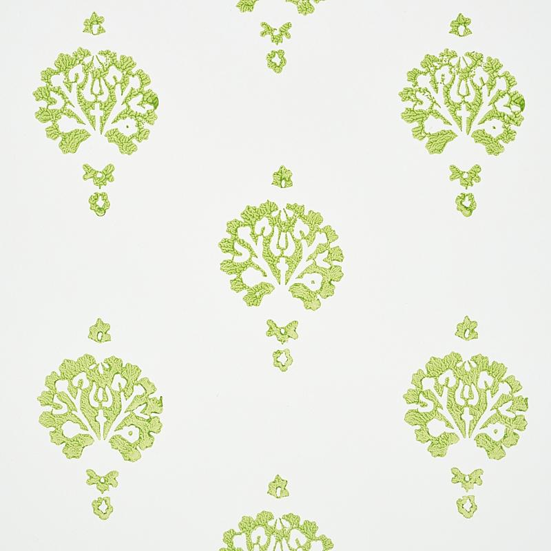 Schumacher Dahlia Hand Blocked Print Leaf Wallpaper