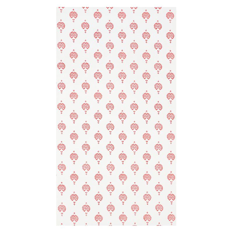 Schumacher Dahlia Hand Blocked Print Red Wallpaper