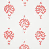 Schumacher Dahlia Hand Blocked Print Red Wallpaper