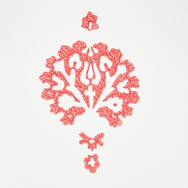 Schumacher Dahlia Hand Blocked Print Red Wallpaper