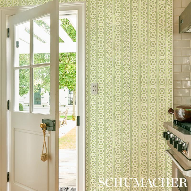 Schumacher Sunda Hand Blocked Print Leaf Wallpaper