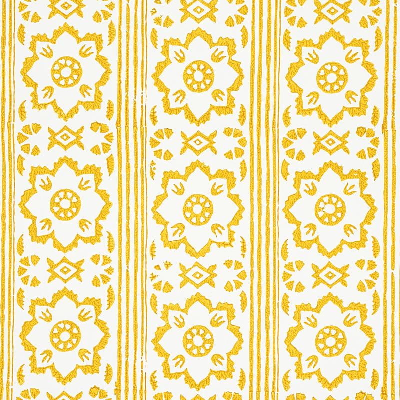 Schumacher Sunda Hand Blocked Print Yellow Wallpaper