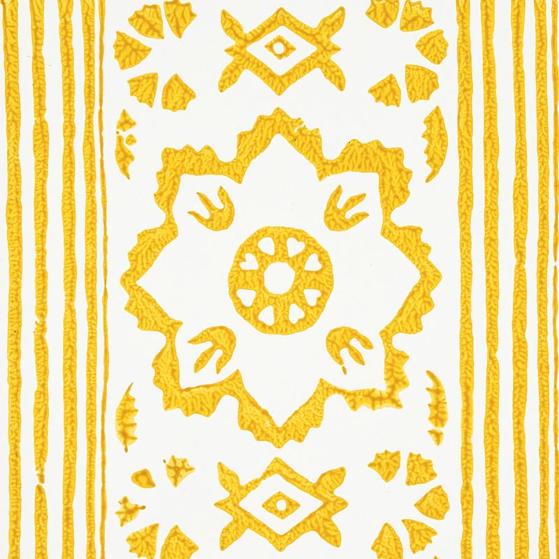 Schumacher Sunda Hand Blocked Print Yellow Wallpaper