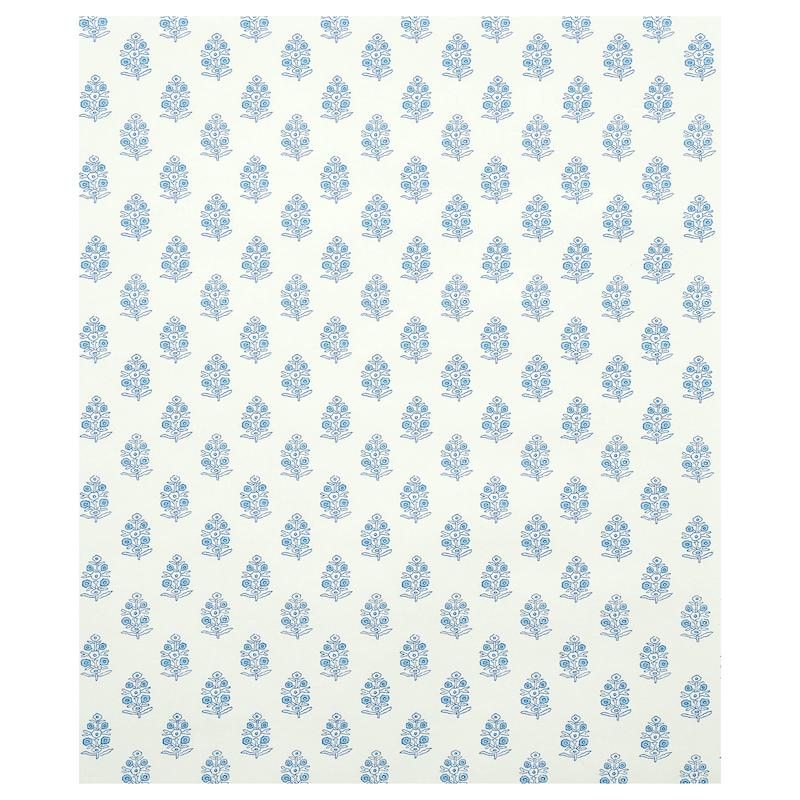 Schumacher Aditi Blue Wallpaper