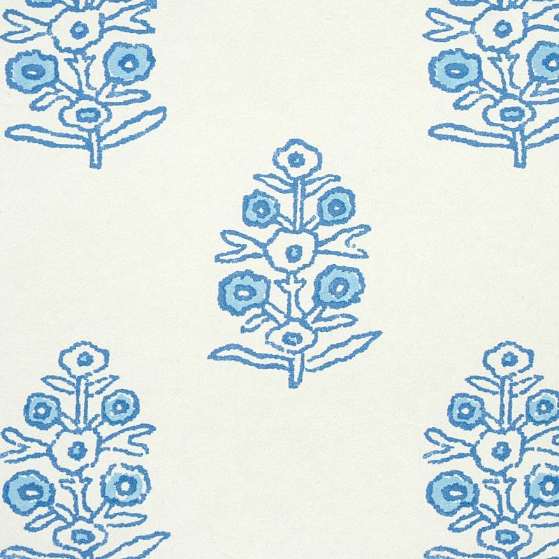Schumacher Aditi Blue Wallpaper