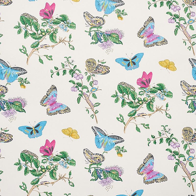 Schumacher Baudin Butterfly Turquoise Wallpaper