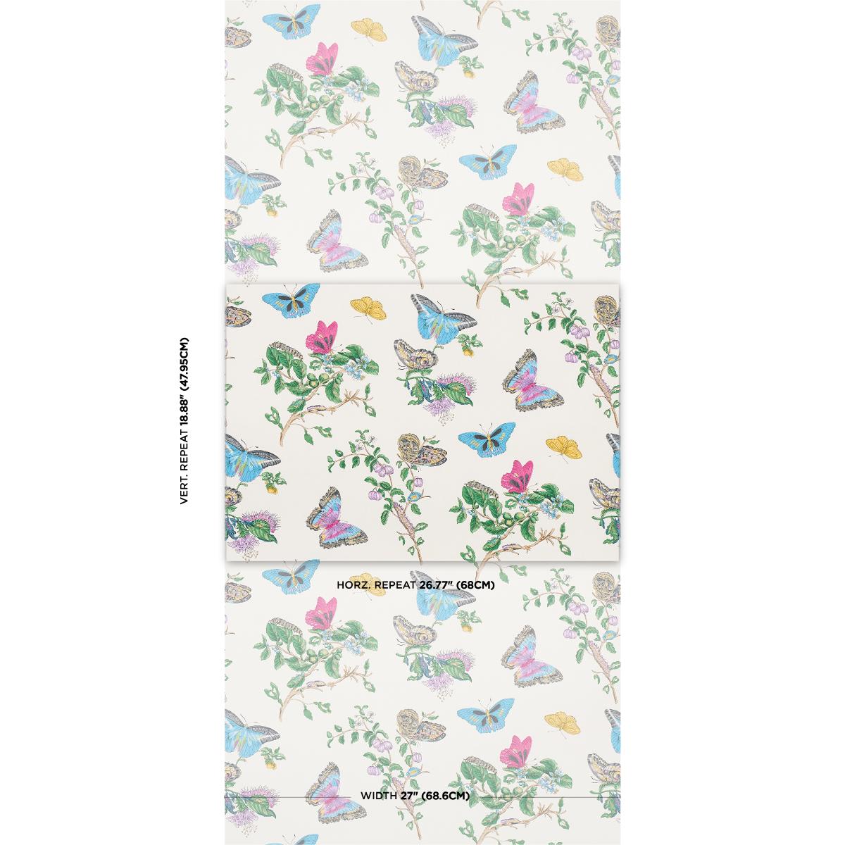 Schumacher Baudin Butterfly Turquoise Wallpaper