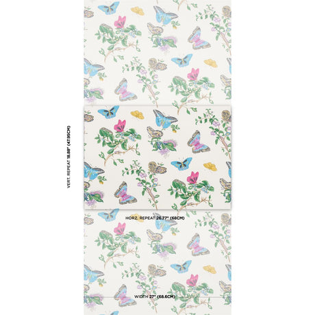 Schumacher Baudin Butterfly Turquoise Wallpaper