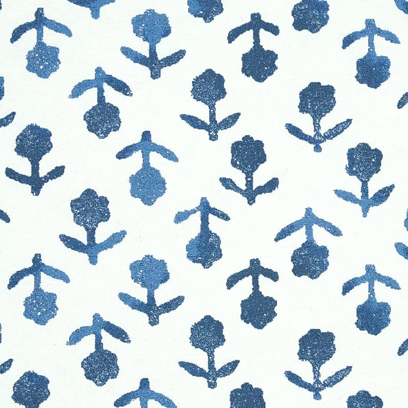 Schumacher Beatriz Indigo Wallpaper