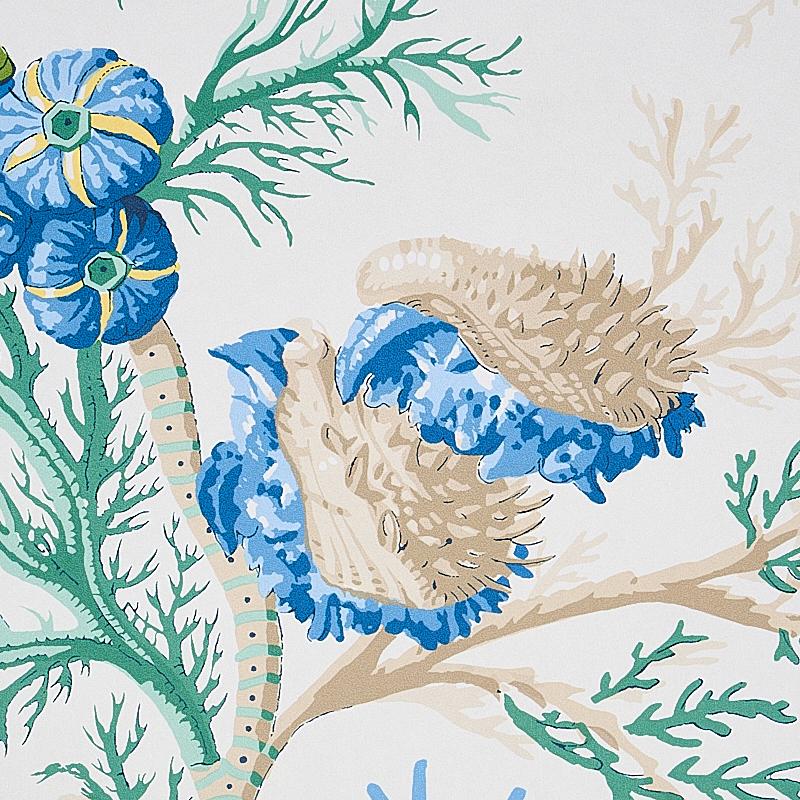 Schumacher Del Tesoro Blue & Green Wallpaper