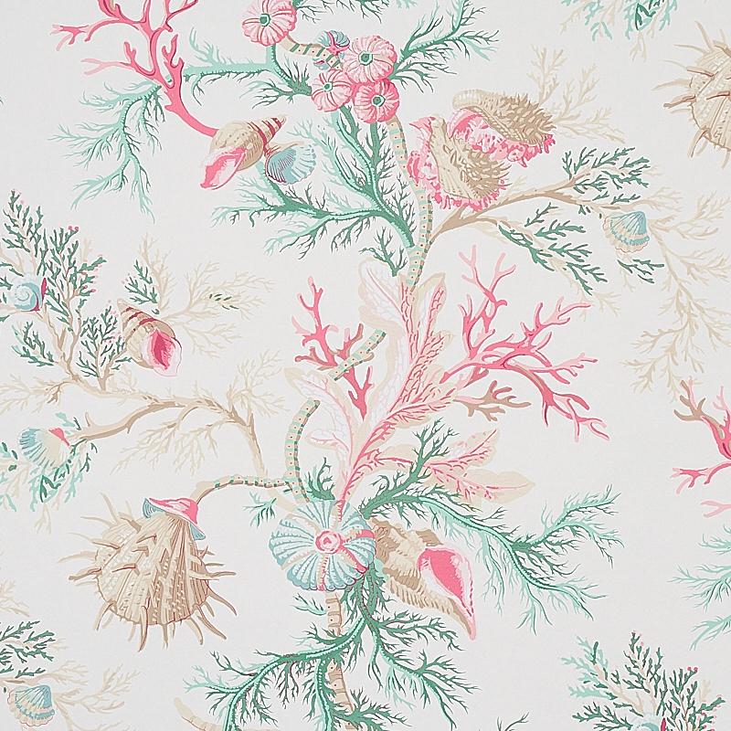 Schumacher Del Tesoro Pink & Aqua Wallpaper