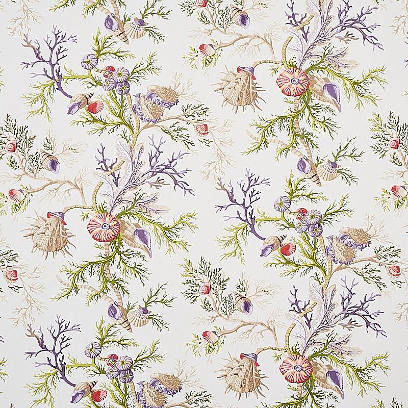 Schumacher Del Tesoro Purple & Coral Wallpaper