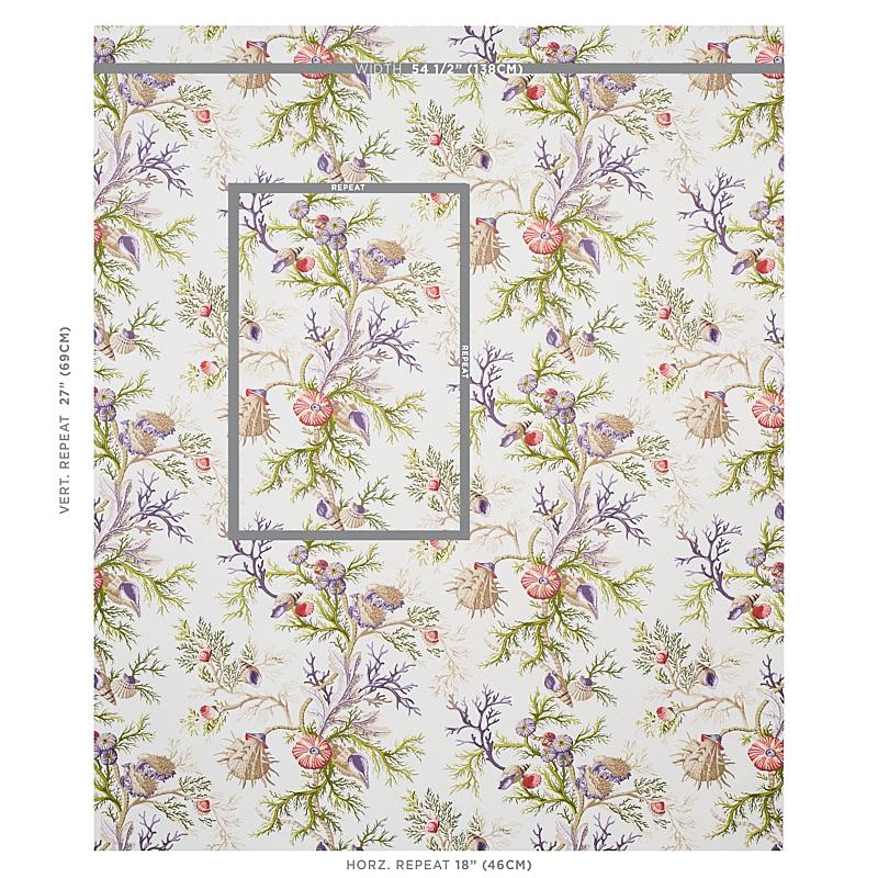 Schumacher Del Tesoro Purple & Coral Wallpaper