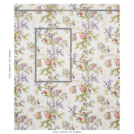Schumacher Del Tesoro Purple & Coral Wallpaper