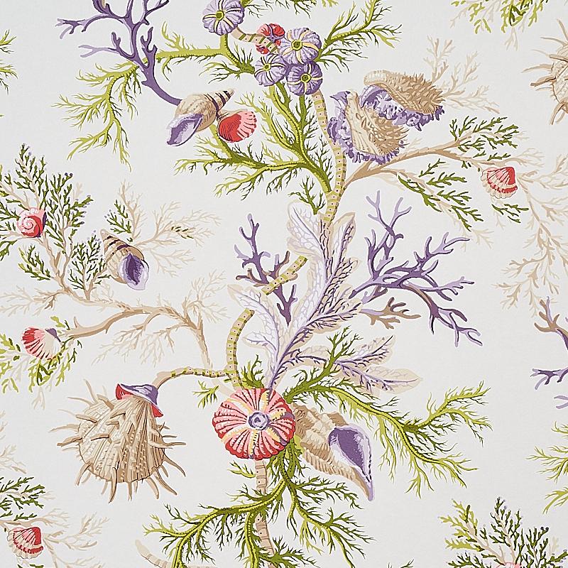 Schumacher Del Tesoro Purple & Coral Wallpaper