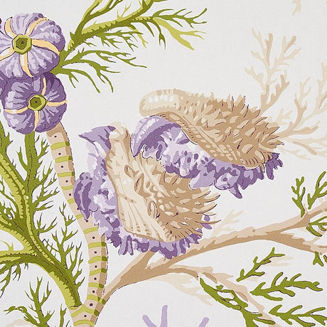 Schumacher Del Tesoro Purple & Coral Wallpaper