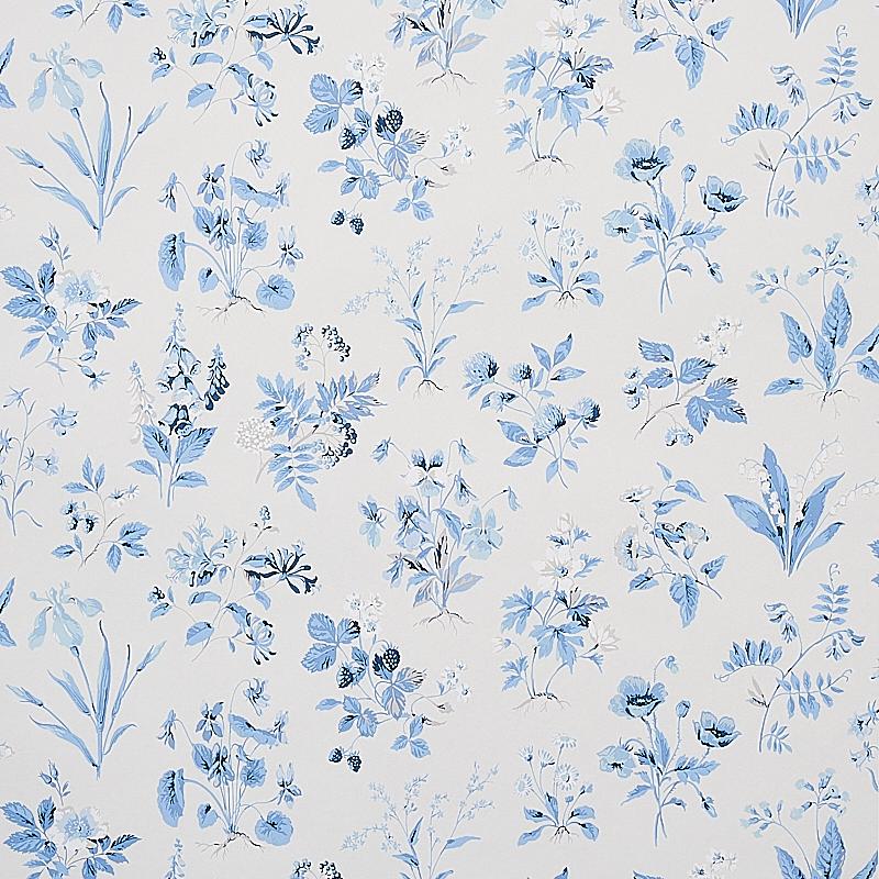 Schumacher Floreana Blue Wallpaper