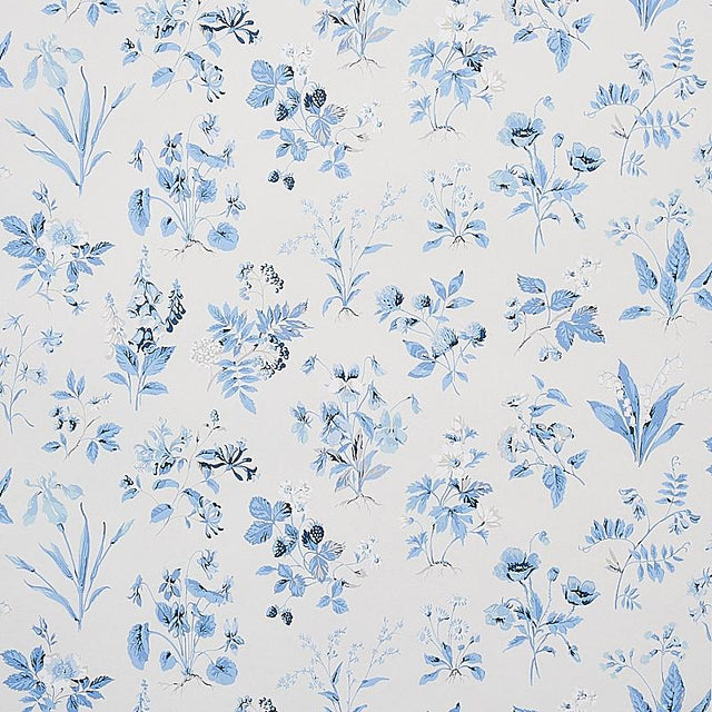Schumacher Floreana Blue Wallpaper