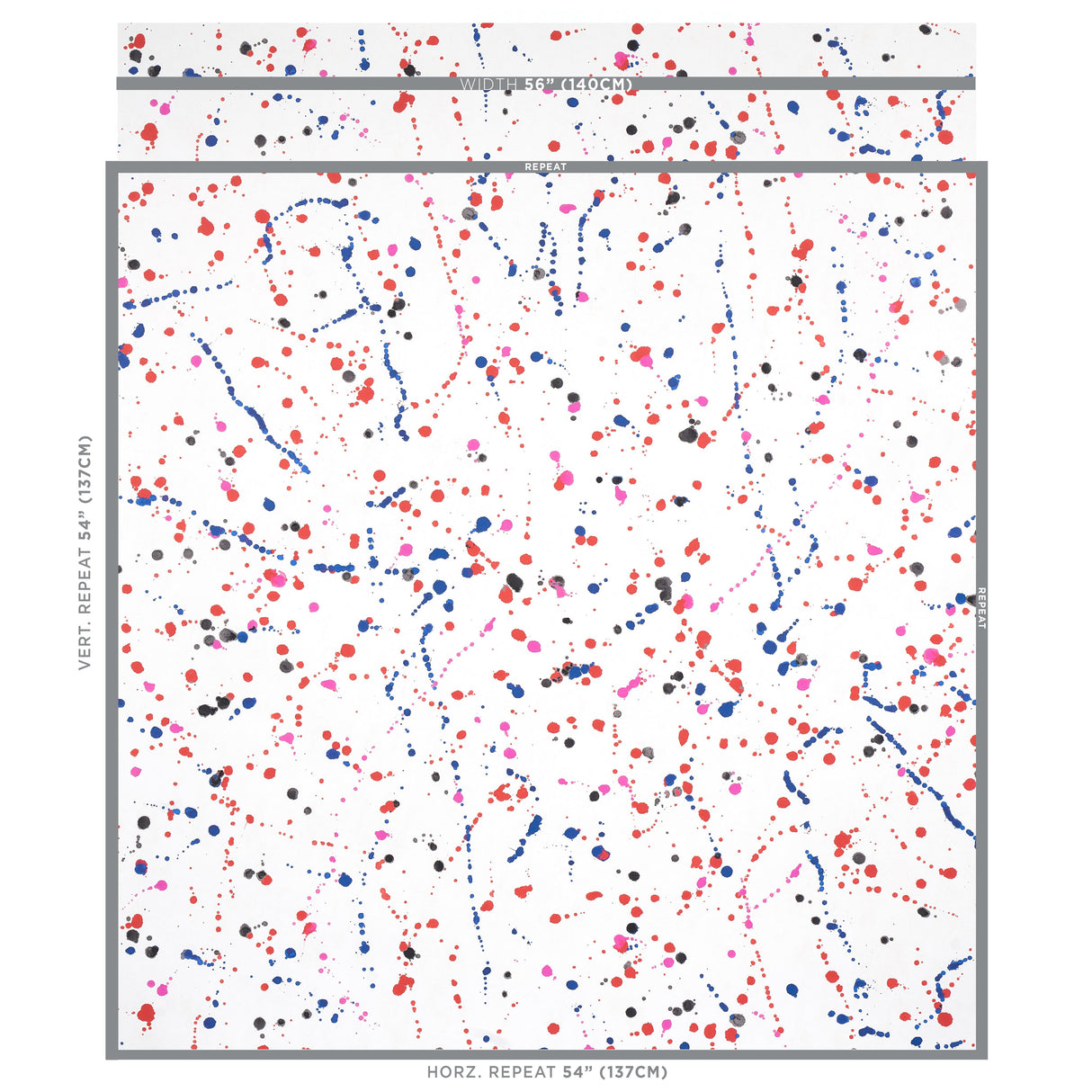 Schumacher Ink Splash Red & Blue Wallpaper