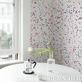 Schumacher Ink Splash Red & Blue Wallpaper