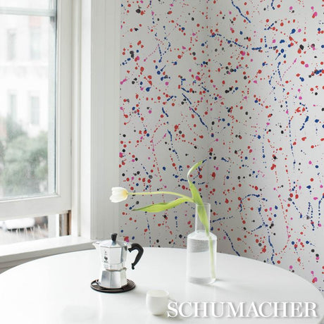 Schumacher Ink Splash Red & Blue Wallpaper