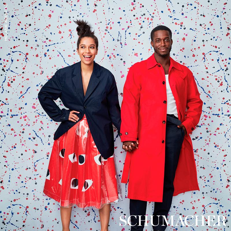 Schumacher Ink Splash Red & Blue Wallpaper