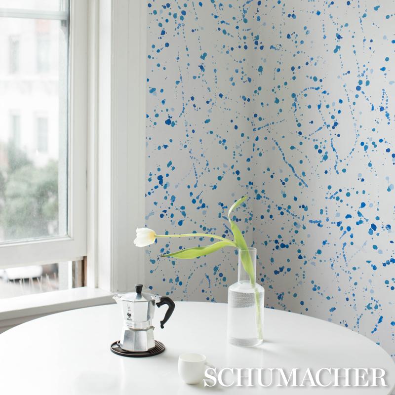 Schumacher Ink Splash Blue Wallpaper