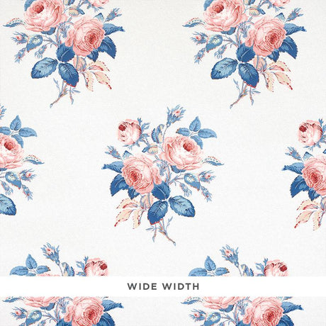 Schumacher Loudon Rose Rose & Blue Wallpaper
