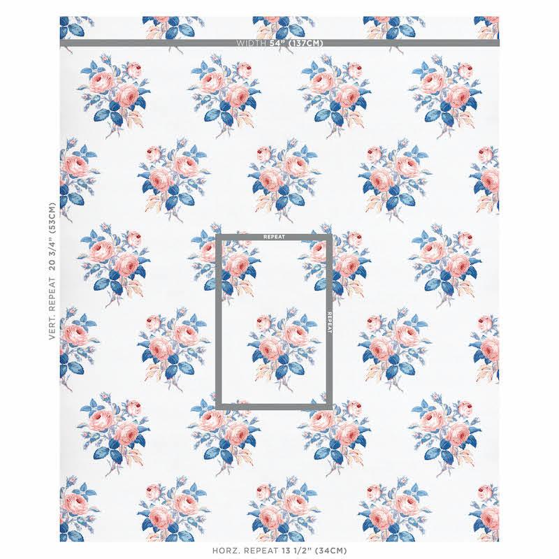 Schumacher Loudon Rose Rose & Blue Wallpaper