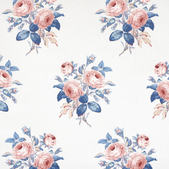 Schumacher Loudon Rose Rose & Blue Wallpaper