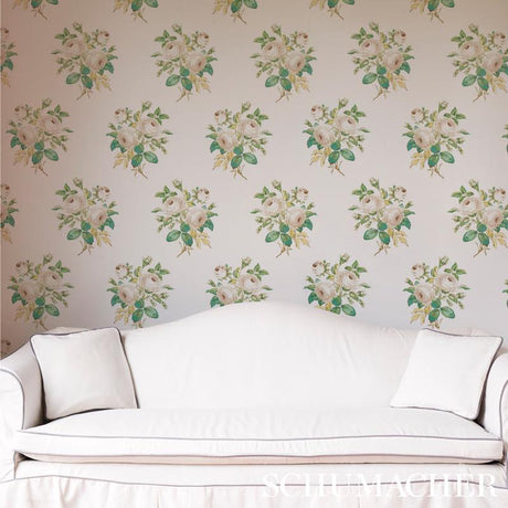 Schumacher Loudon Rose Rose & Blue Wallpaper