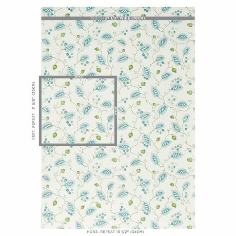 Schumacher Maryam Vine Peacock Wallpaper